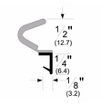 Pemko Q Series Kerf-In Weatherstrip cross-section diagram showing profile dimensions and kerf geometry