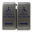 BEA 10PBDGP1 - Stainless Steel 4.75" by 4.75" Dual Plate Vestibule Push Plate with Blue Handicap Logo, Text, and Arrow with Adapter Ring Included