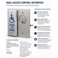 BEA 10COMBOPLATEMOM Jamb Push Plate and Momentary Keyswitch Double Gang Combo Plate
