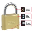 Master Lock Master Lock 175 Resettable Combination Brass Padlock, Set-your-own 4-Digit Combination 175