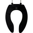 Bemis 1655SSCT Elongated Open Front Less Cover Commercial Plastic Toilet Seat with STA-TITE Commercial Fastening System Self-Sustaining Check Hinge