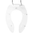 Bemis Bemis 3155SSCT Elongated Open Front Less Cover Commercial Plastic Toilet Seat with STA-TITE Commercial Fastening System Self-Sustaining Check Hinge and DuraGuard BEMIS-3155SSCT 