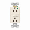 Eaton SGFH15LA hospital grade GFCI receptacle,Self-test,#14 - 10 AWG,15A,Residential,Commercial,Flush,125 V,GFCI,Back and side wire,Light almond,Brass,Receptacle,Nylon,5-15R,Two-pole, three-wire, grounding