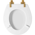 Bemis Mayfair by Bemis 826BGSL Mayfair Benton Round Enameled Wood Toilet Seat with STA-TITE Seat Fastening System and Whisper-Close Brushed Gold Hinge BEMIS-826BGSL 