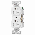 Eaton TR5362CDW Arrow Hart heavy duty industrial specification grade duplex receptacle, Tamper resistant,auto-grounding, Dual control, #14-10 AWG, 20A, Flush, 125V, White, Brass, Impact-resistant thermoplastic face,PVC body, 5-20R, 2-pole, 3-wire, ,