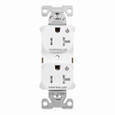 Eaton TR5362CDW Arrow Hart heavy duty industrial specification grade duplex receptacle, Tamper resistant,auto-grounding, Dual control, #14-10 AWG, 20A, Flush, 125V, White, Brass, Impact-resistant thermoplastic face,PVC body, 5-20R, 2-pole, 3-wire, ,