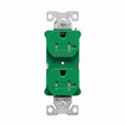 Eaton TR5362CHGN Arrow Hart heavy-duty industrial specification grade duplex receptacle,#14-10 AWG,20A,Flush,125V,Back and side,Green,Brass,Impact-resistant thermoplastic face,PVC body,5-20R,Screw,Core pack,Tamper-resistant|Auto-grounding|Half