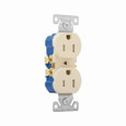Eaton TR270V residential grade duplex receptacle, #14-10 AWG, 15A, Commercial|Residential, Flush, 125V, Side and push, Ivory, Brass, Impact-resistant thermoplastic face, PVC body, 5-15R, Duplex, Screw, Thermoplastic, Core pack