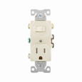 Eaton TR293A commercial grade combination switch, tamp resist, auto-grnd, Stand, #14 - #12 AWG, 15A, Commer, 120V switch, 125V recept, bk and sd wiring, togg, Maint closure, Screw, Brass, almd, 5-15R, -20-60?C, 3-way, dplx, thermoplas, PVC