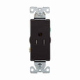 Eaton TR6250BK-BOX heavy-duty industrial specification grade decorator single receptacle, #14-10 AWG, 15A, Commercial, Flush, 125V, Back and side, Black, Brass, Impact-resistant thermoplastic face and back body, 5-15R, Single, Screw, PVC, ED Box