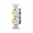Eaton TR270V10 residential grade duplex receptacle, #14-10 AWG, 15A, Commercial|Residential, Flush, 125V, Side and push, Ivory, Brass, Impact-resistant thermoplastic face, PVC body, 5-15R, Duplex, Screw, Thermoplastic, Bulk