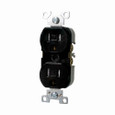 Eaton TRBR15BK-SPL commercial specification grade duplex receptacle, #14-10 AWG, 15A, Commercial, Flush, 125V, Back and side, Black, Brass, Impact-resistant nylon face, PVC body, 5-15R, Duplex, Screw, PVC, Retail Box, Tamper-resistant, Retail box