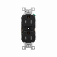 Eaton TRBR15BK-SPL2 commercial specification grade duplex receptacle, #14-10 AWG, 15A, Commercial, Flush, 125V, Back and side, Black, Brass, Impact-resistant nylon face, PVC body, 5-15R, Duplex, Screw, PVC, Retail Box, Tamper-resistant, Shelf pack