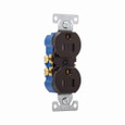 Eaton TR270B residential grade duplex receptacle, #14-10 AWG, 15A, Commercial|Residential, Flush, 125V, Side and push, Brown, Brass, Impact-resistant thermoplastic face, PVC body, 5-15R, Duplex, Screw, Thermoplastic, Core pack