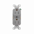 Eaton TRBR15GYBXSP commercial specification grade duplex receptacle, #14-10 AWG, 15A, Commercial, Flush, 125V, Back and side, Gray, Brass, Impact-resistant nylon face, PVC body, 5-15R, Duplex, Screw, PVC, ED Box
