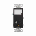 Eaton TR7736BK-BOX combination nightlight with receptacle, Tamper resistant, #14-12 AWG, 20A, Flush mount, 120/277V, Back and side wiring, Black, Brass, 5-20R, Two-pole, three-wire, grounding, Decorator, Thermoplastic