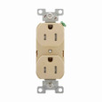 Eaton TRBR15V-BXSP commercial specification grade duplex receptacle, #14-10 AWG, 15A, Commercial, Flush, 125V, Back and side, Ivory, Brass, Impact-resistant nylon face, PVC body, 5-15R, Duplex, Screw, PVC, ED Box