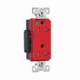 Eaton TR8362RD Arrow Hart extra heavy-duty hospital grade decorator duplex receptacle, #14-10 AWG, 20A, Healthcare, Flush, 125V, Back and side, Red, Brass, Impact-resistant nylon face, PVC body, 5-20R, Duplex, Screw, Glass-filled nylon, Core pack
