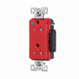 Eaton TR8362RD Arrow Hart extra heavy-duty hospital grade decorator duplex receptacle, #14-10 AWG, 20A, Healthcare, Flush, 125V, Back and side, Red, Brass, Impact-resistant nylon face, PVC body, 5-20R, Duplex, Screw, Glass-filled nylon, Core pack