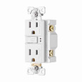 Eaton TRSGF15FW GFCI receptacle,NAFTA compliant,Self-test,#14 - 10 AWG,15A,Residential,Commercial,Flush,125 V,GFCI,Back and side wire,White,Brass,Receptacle,Tamper resistant,Polycarbonate,5-15R,Two-pole,Three-wire,Two-pole, three-wire, grounding