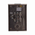 Eaton UATH7213UFLCH meter socket, 1-pos commercial or resi service, 200A, Over/under, Large hub cover plate hub mounted, #6-350 kcmil, 7-jaw, 3-ph, #6-350 kcmil, Lever bypass, Gnd conn (#14-#2 Cu), Al, Triplex, 4-wire, Ringless, 600 Vac