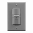 Eaton VS310U-GY vacancy sensor switch, With nightlight, Flush, 120V, Wire leads, Maintained closure, Gray, Incand, MLV, ELV, Flrsnt, CFL, LED, halo, 1-pole, 3-way, 1-phase, 1000 sq ft, Vacancy, 1000W 710490