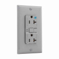 Eaton WRSGF20GY GFCI receptacle,Weather resistant,Self-test,#14 - 10 AWG,20A,Residential,Commercial,Flush,125 V,GFCI,Back and side wire,Gray,Brass,Receptacle,Weather resistant,Polycarbonate,5-20R,Two-pole, three-wire, grounding