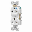 Eaton WR5462V Arrow Hart extra heavy-duty industrial specification grade duplex receptacle,#14-10 AWG,20A,Flush,250V,Back and Side,Ivory,Brass,Weather resistant,High-impact nylon face,Glass-filled nylon base,6-20R,Duplex,Screw,Nylon,Core pack