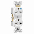 Eaton WR5462W Arrow Hart extra heavy-duty industrial specification grade duplex receptacle,#14-10 AWG,20A,Flush,250V,Back and Side,White,Brass,Weather resistant,High-impact nylon face,Glass-filled nylon base,6-20R,Duplex,Screw,Nylon,Core pack