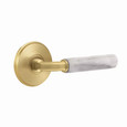 Emtek Emtek SELECT Brass R-Bar White Marble Lever - Dummy Set EMTEK-R-BAR-WHITE-MARBLE-LEVER-DUMMY