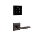 Kwikset 953OBN-HFLSQT Obsidian Touchpad Electronic Keyless Smartcode Deadbolt with Halifax Lever and Square Rose Passage Lock with RCAL Latch and RCS Strike