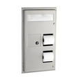 Bobrick B-357 Partition-Mounted, Seat-Cover Dispenser, Sanitary Napkin Disposal and Toilet Tissue Dispenser