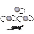 WAC Lighting WAC-HR-AC73 Three LED Puck Lights with 2-Double and 1-Single 6in Lead Wire and 6ft Power Cord with Roll Switch