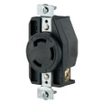 Crouse-Hinds AHL1030R Eaton locking receptacle, #14-8 AWG, 30A, Industrial, 125/250V, Back and side wiring, Black, Brass, Single, L10-30, Three-pole, Three-wire, Glass-filled nylon