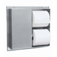 Bobrick B-386 Partition-Mounted Multi-Roll Toilet Tissue Dispenser (Serves 2 Compartments)