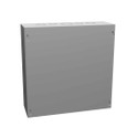 Milbank 12124-SC1-NP 12x4X12 Screw Cover Type 1 UL Listed Steel Knockouts No Paint Cover With Teardrop Slots Mounting Holes In Back