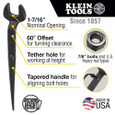 Klein Tools 3213TT Spud Wrench, 1-7/16-Inch Nominal Opening with Tether Hole