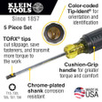 Klein Tools 19555 Screwdriver Set, TORX® Cushion-Grip™, 5-Piece