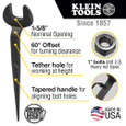 Klein Tools 3214TT Spud Wrench, 1-5/8-Inch Nominal Opening with Tether Hole