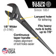 Klein Tools 3227 Adjustable Spud Wrench, 10-Inch, 1-7/16-Inch, Tether Hole