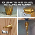 Klein Tools 25961 2-Step Drill Bit, Double-Fluted, 7/8-Inch to 1-1/8-Inch