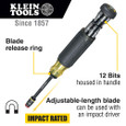 Klein Tools 32304 14-in-1 HVAC Adjustable-Length Impact Screwdriver with Flip Socket