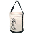 Klein Tools 5109P Canvas Bucket, Wide Straight-Wall with Pocket, Molded Bottom, 12-Inch