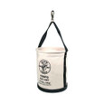 Klein Tools 5109PS Canvas Bucket, Wide Straight-Wall with Pocket, Swivel Snap, 12-Inch