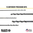 Klein Tools 53001 Regular-Point Drill-Bit Set, 15-Piece