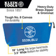 Klein Tools 5539LBLU Zipper Bag, Large Canvas Tool Pouch, 18-Inch, Blue