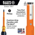 Klein Tools 33528 Screwdriver Set, 1000V Insulated Slotted and Phillips, 9-Piece