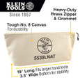 Klein Tools 5539LNAT Zipper Bag, Large Canvas Tool Pouch, 18-Inch, Natural