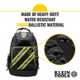 Klein Tools 55597 Tradesman Pro™ Tool Bag Backpack, 39 Pockets, High Visibility, 20-Inch
