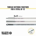 Klein Tools 56415 Mid-Flex Glow Rod Set, 15-Foot